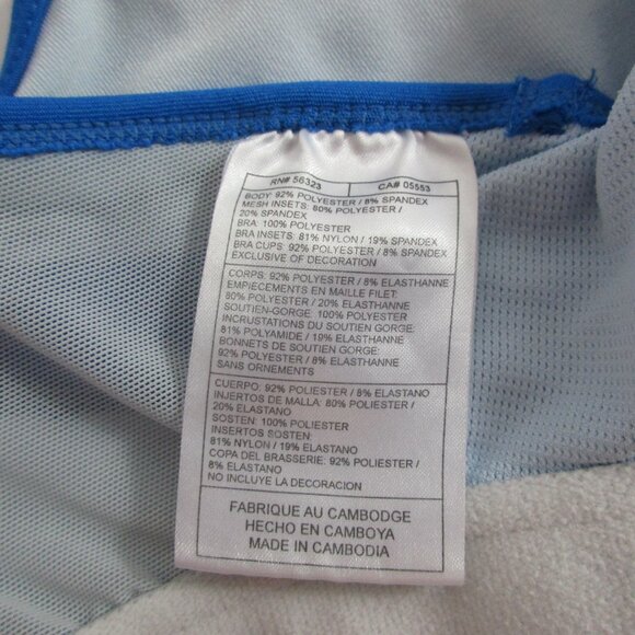 A+ Nike Fit Dry Activewear Top Women Medium Gray Blue Mesh Swoosh Logo Racerback - Picture 13 of 15